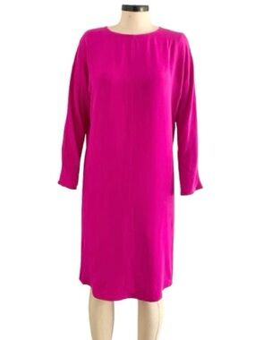 Tom and Linda Platt Fuchsia Hot Pink Long Sleeve Shift Sack Tunic Dress
